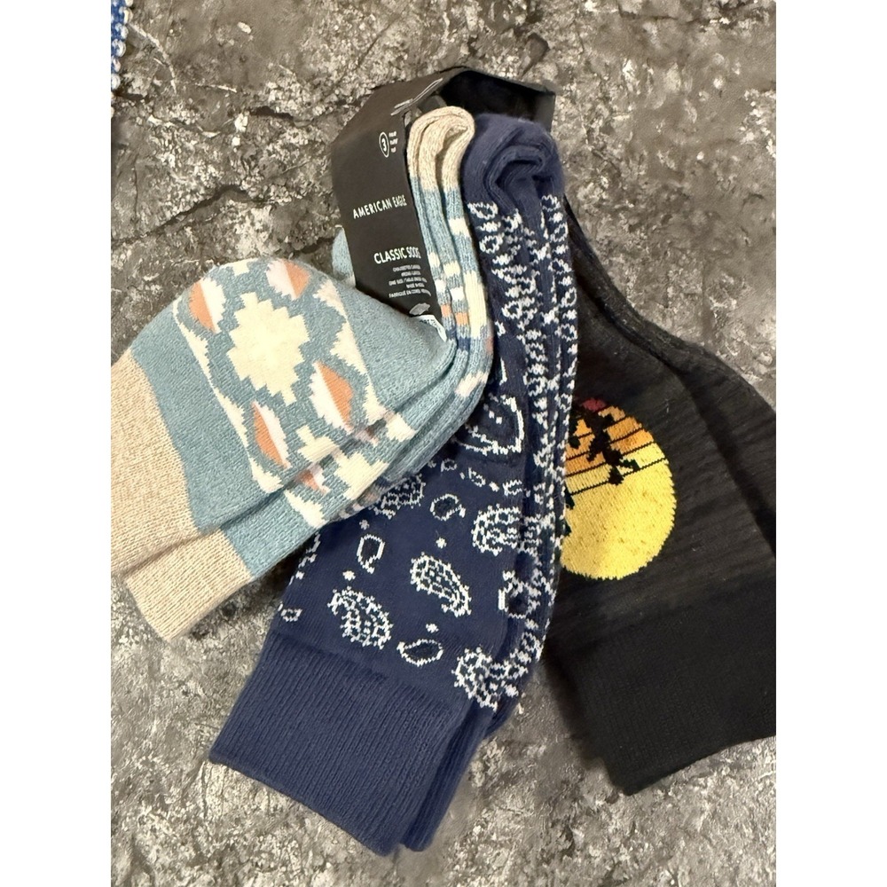American Eagle 3pr Classic Arch Support Tension Band Crew Socks One Size
